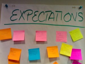 Post-it notes under expectations title